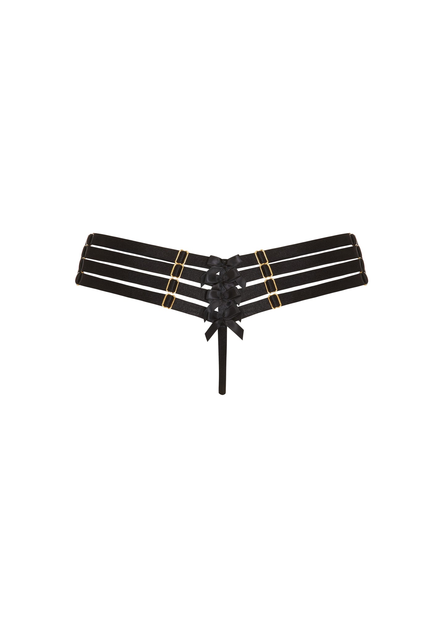 Black Adjustable Webbed Thong