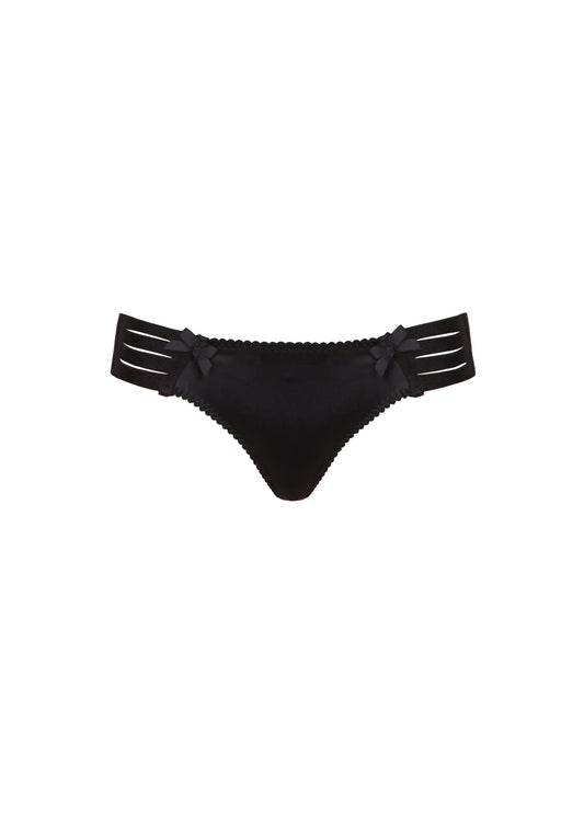 Black Adjustable Webbed Thong