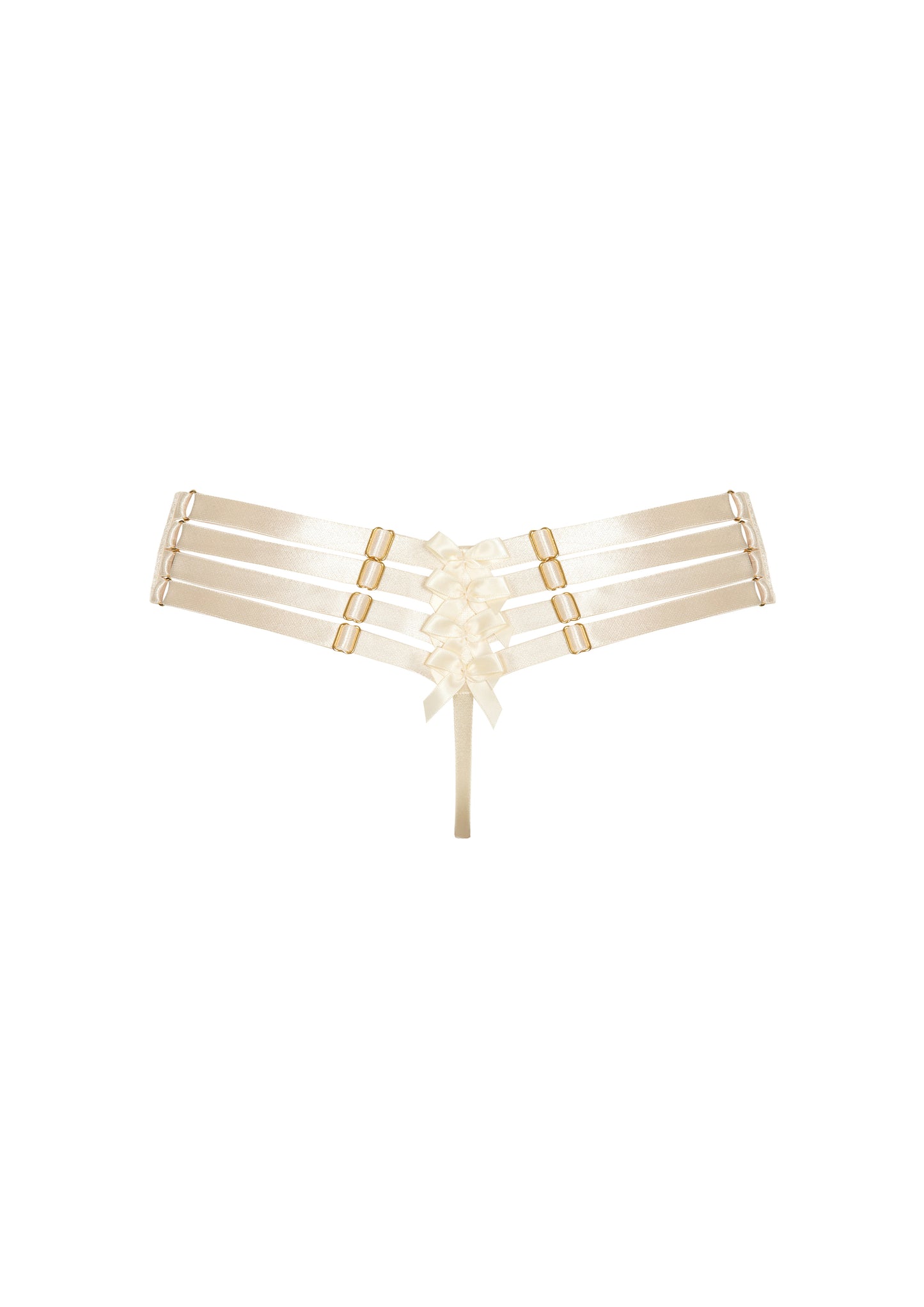 Cream Adjustable Webbed Thong