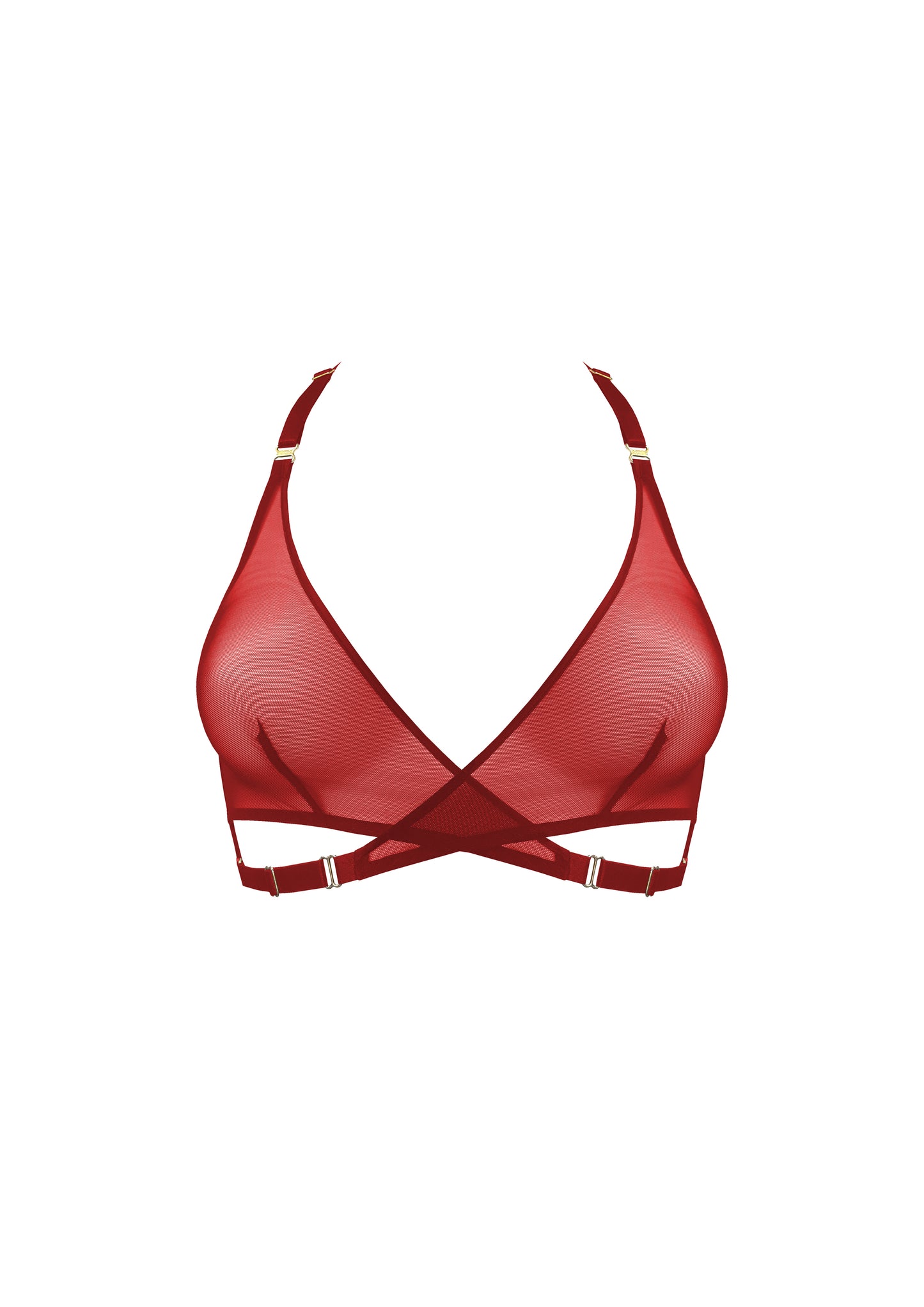 Red Art Deco Mesh Wrap Bra