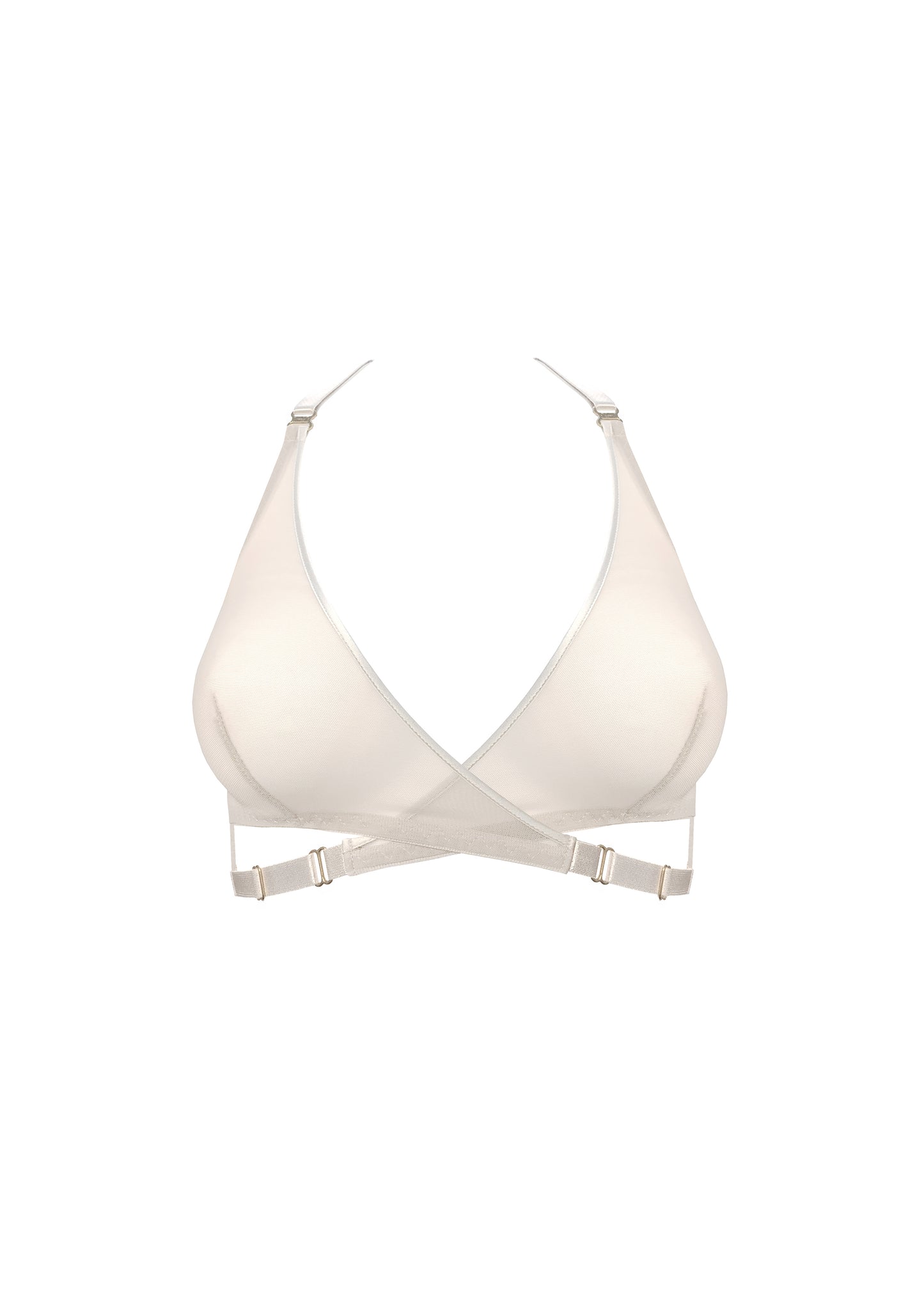 Cream Art Deco Mesh Wrap Bra