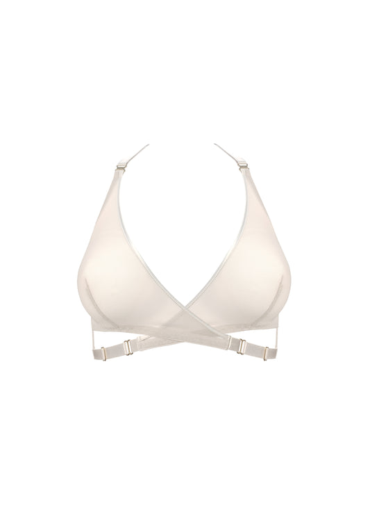 Cream Art Deco Mesh Wrap Bra