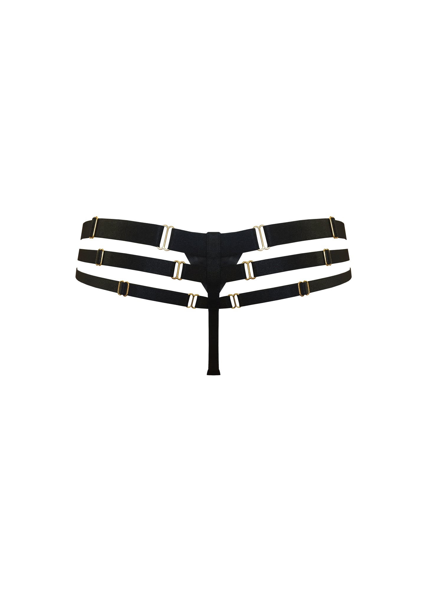 Black Art Deco Multi Strap Thong