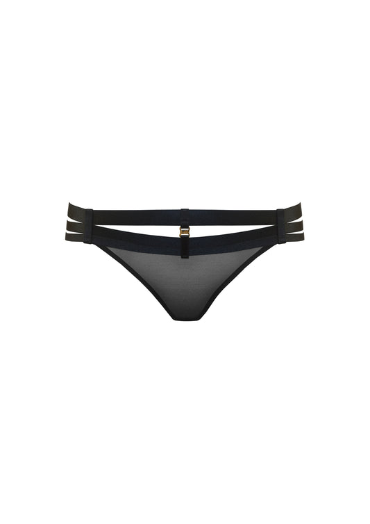 Black Art Deco Multi Strap Thong