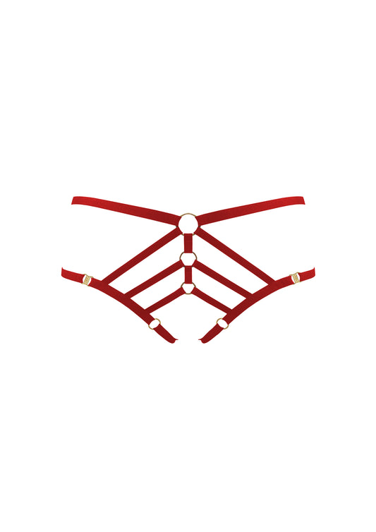 Red Art Deco Ouvert Strap Brief