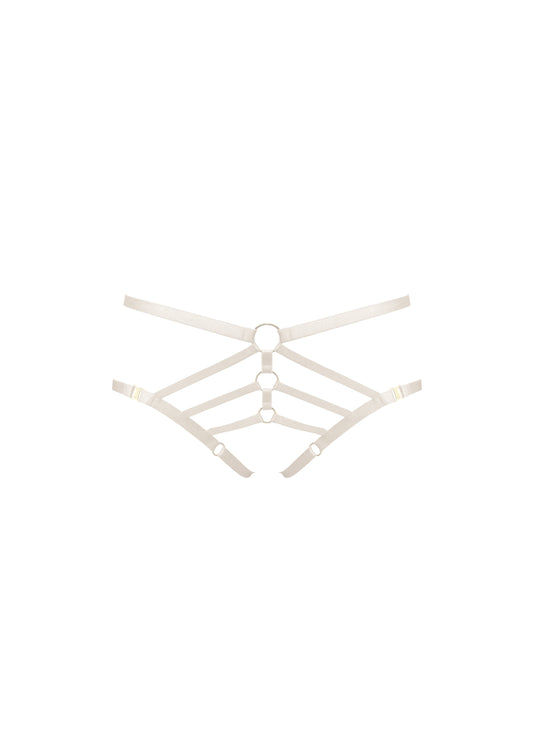 Cream Art Deco Ouvert Strap Brief