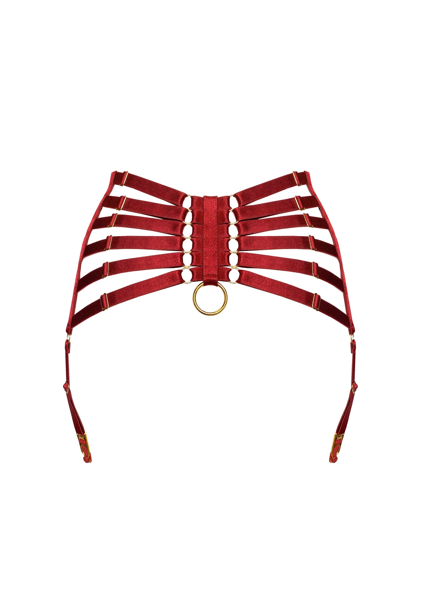 Red Bondage Webbed Suspender Belt