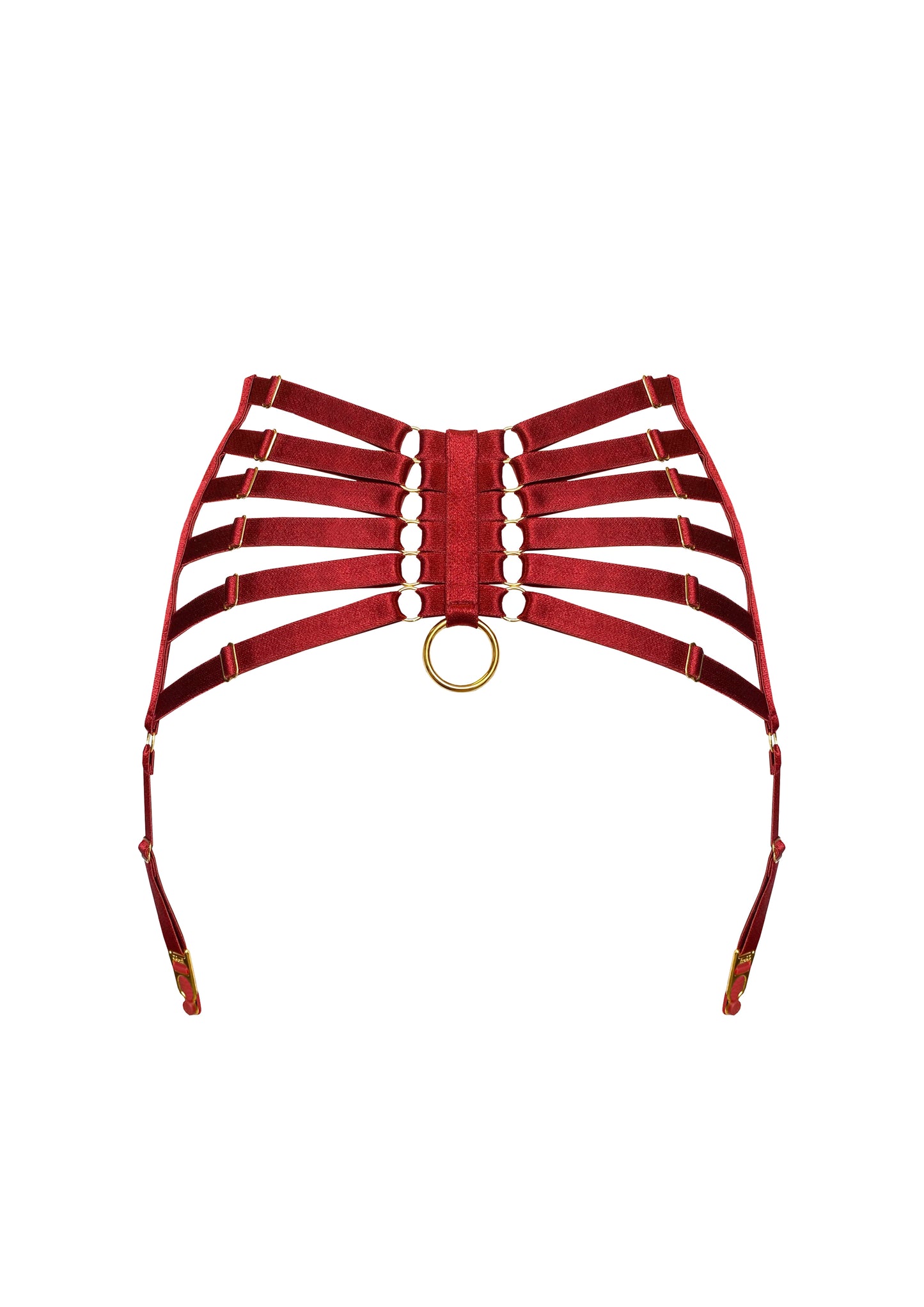 Red Bondage Webbed Suspender Belt