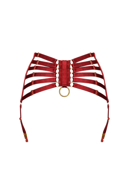 Red Bondage Webbed Suspender Belt