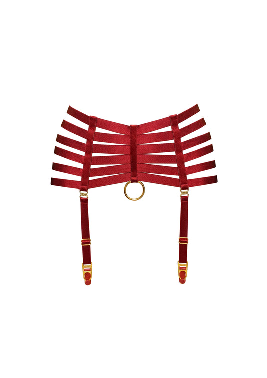 Red Bondage Webbed Suspender Belt