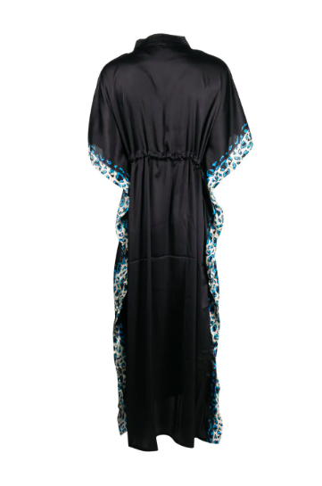 Long Black and Animal Print Kaftan