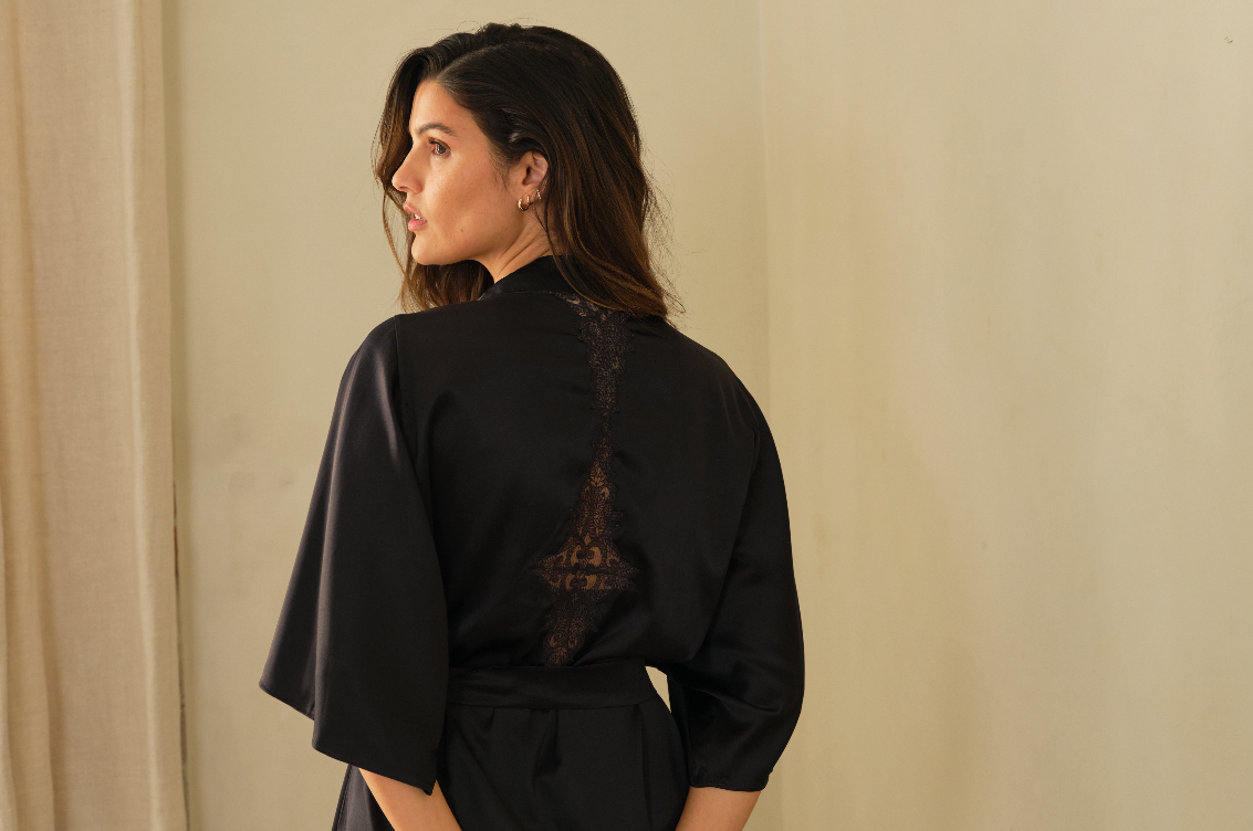 Onyx Silk Robe