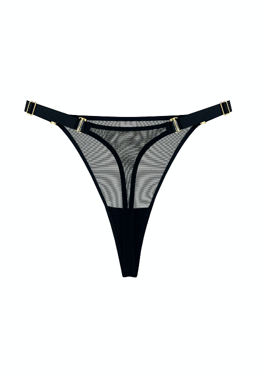 Signature Black Mesh Thong
