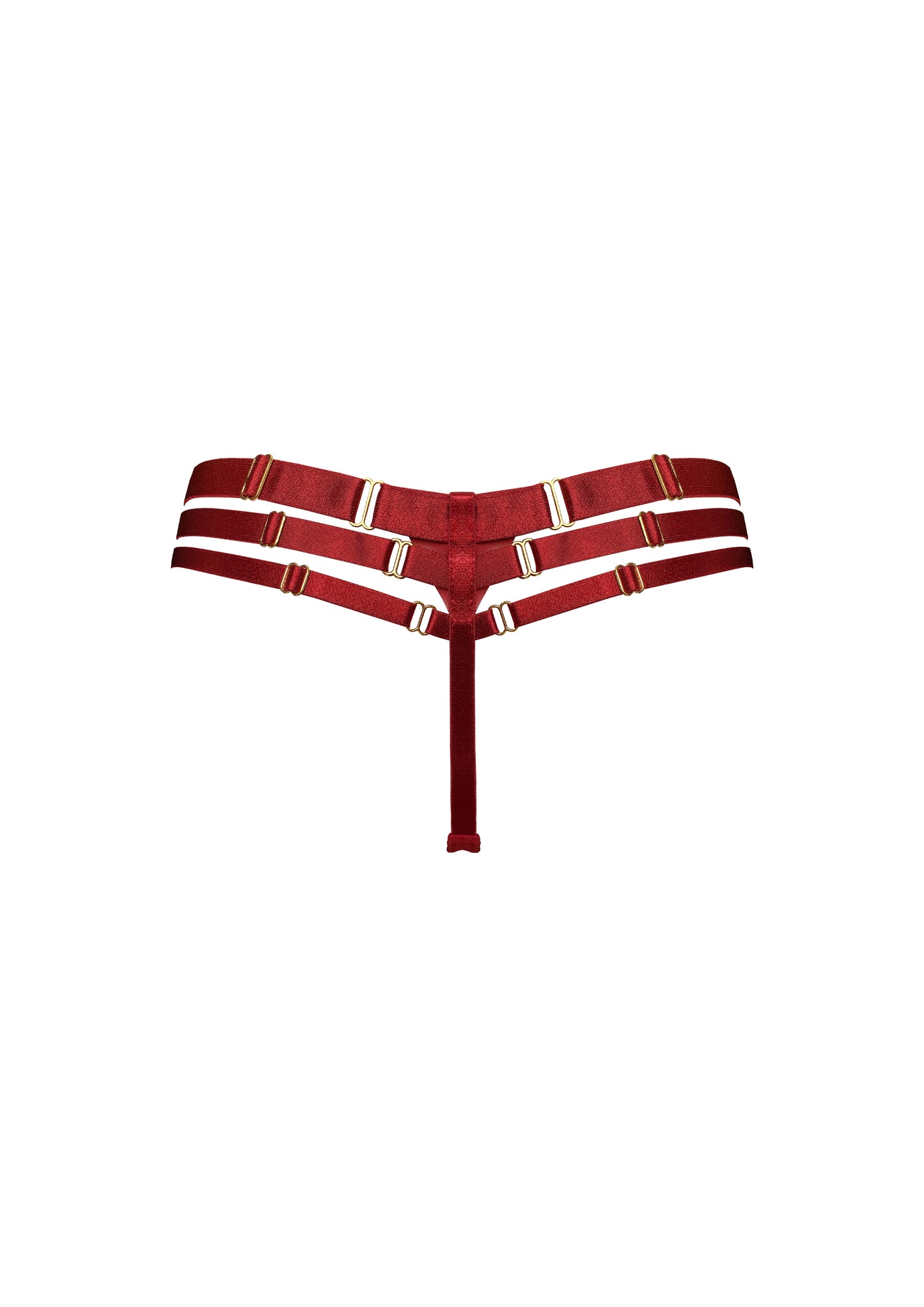 Red Art Deco Multi Strap Thong