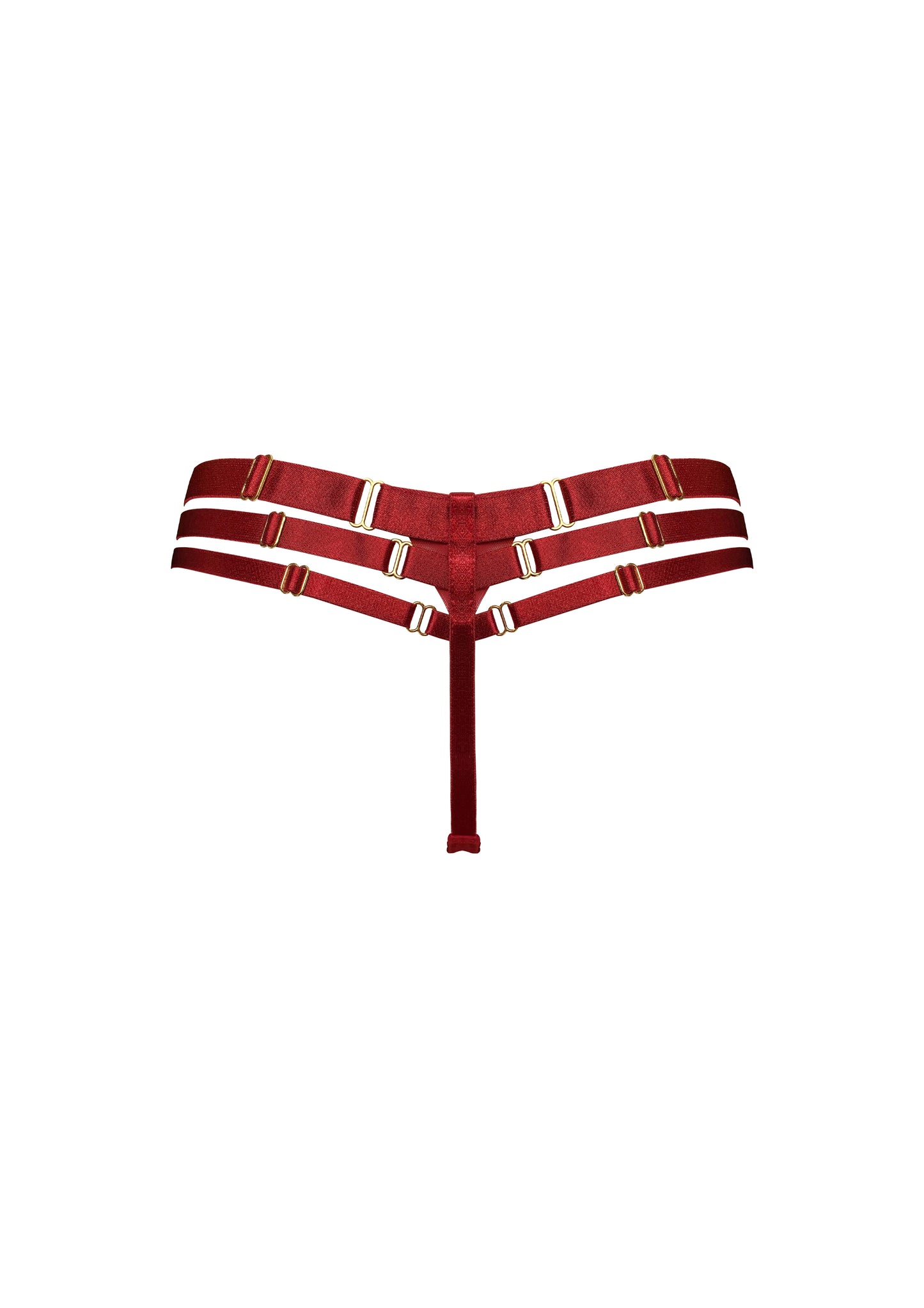 Red Art Deco Multi Strap Thong