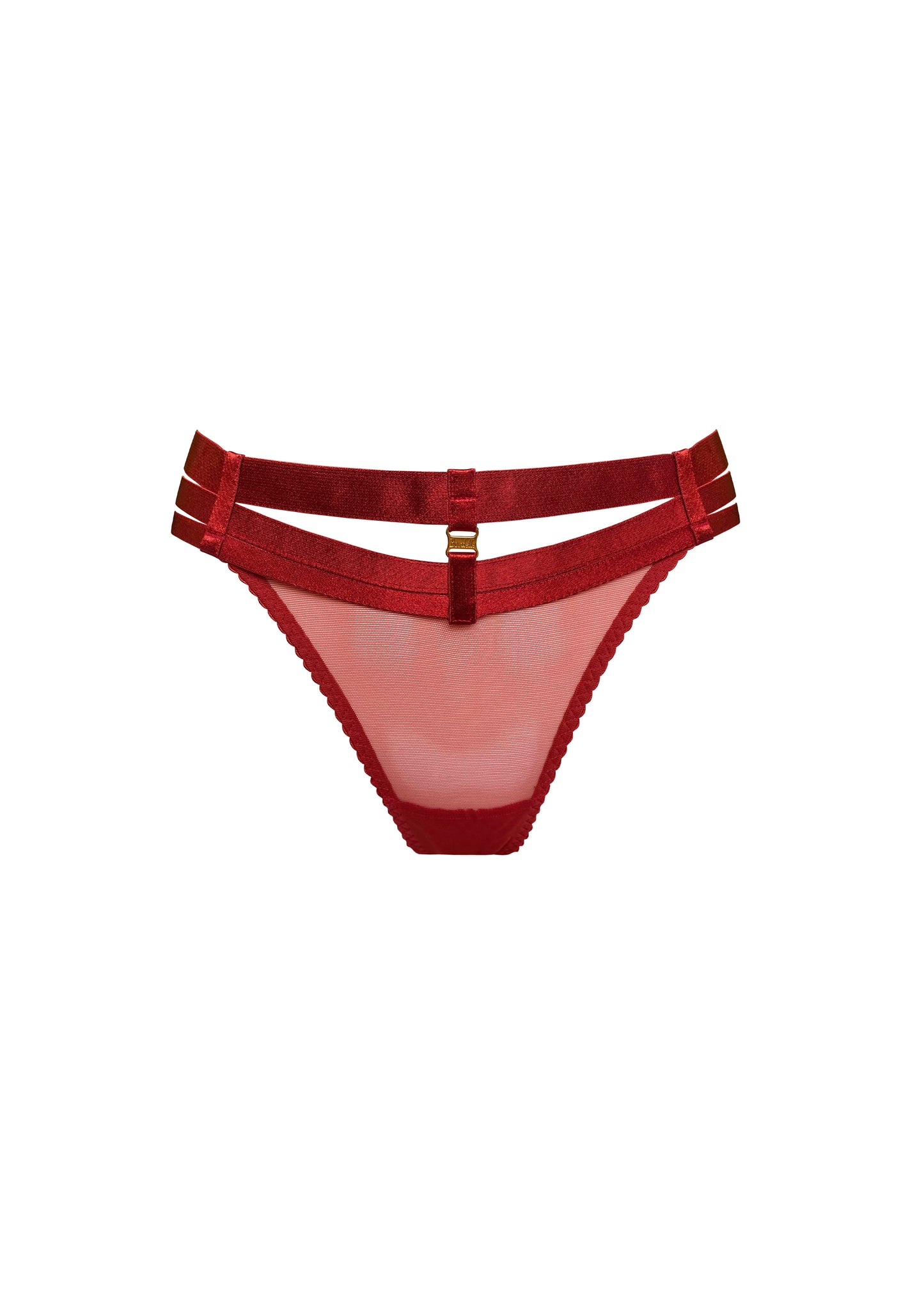 Red Art Deco Multi Strap Thong