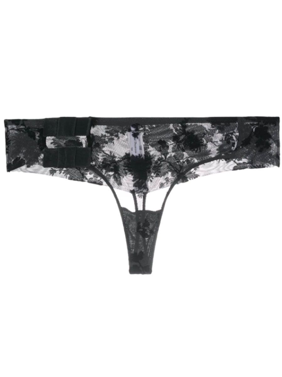 Audacieuse Flock Black Thong