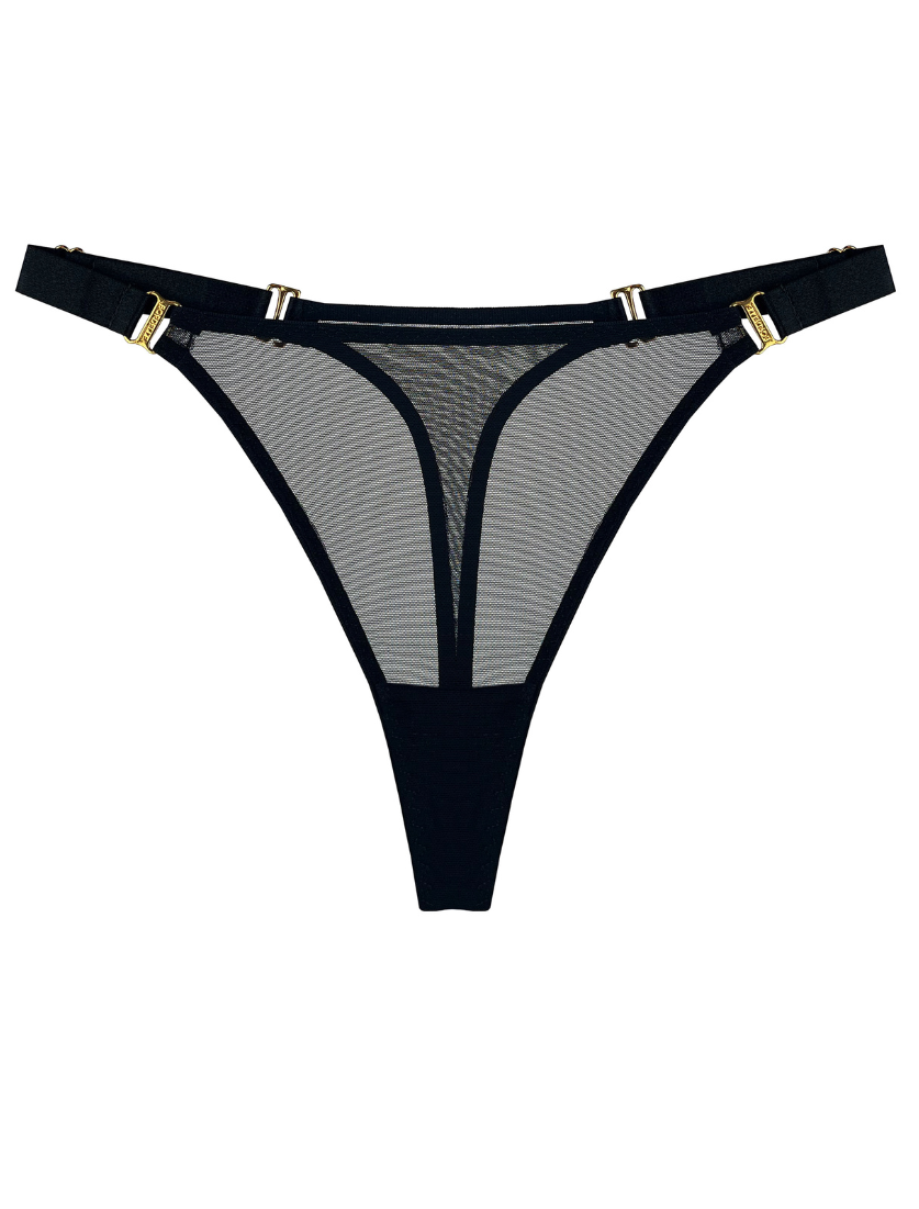 Signature Black Mesh Thong