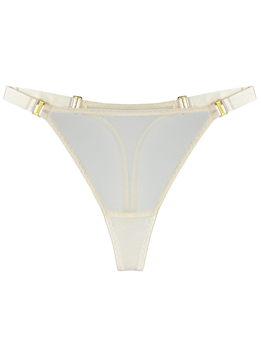 Signature Cream Mesh Thong