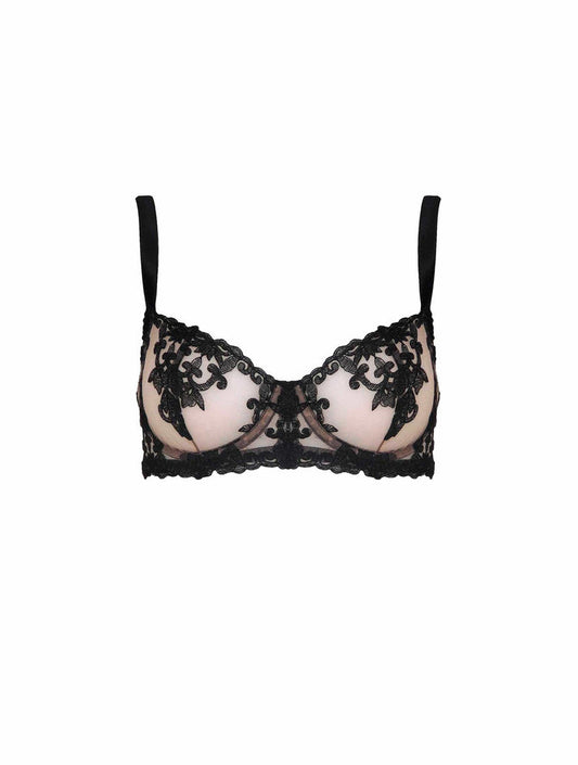 Onyx Embroidered Balcony Bra