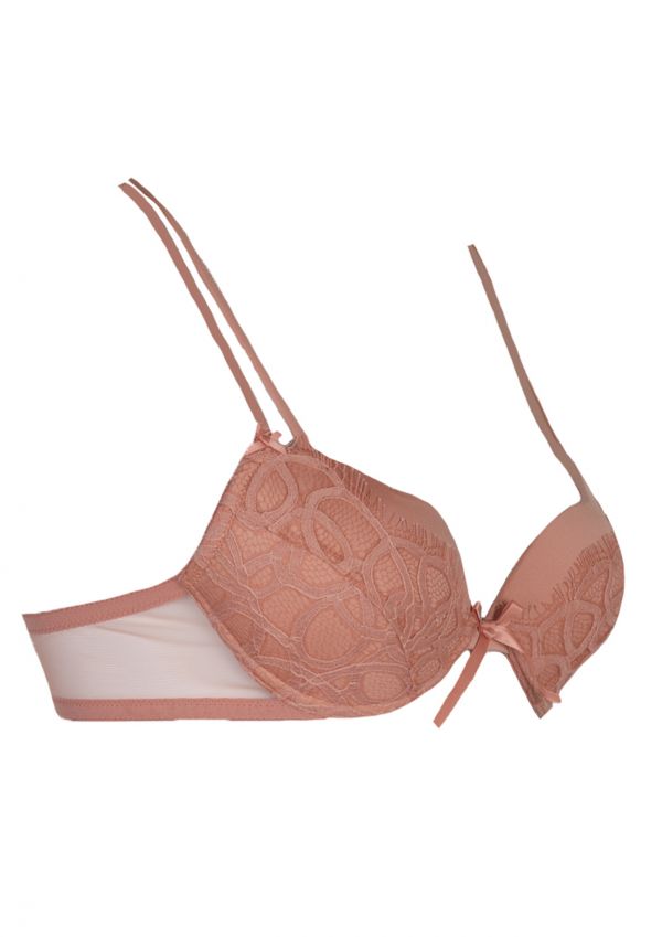 Rive Gauche Apricot Push up Plunge Bra