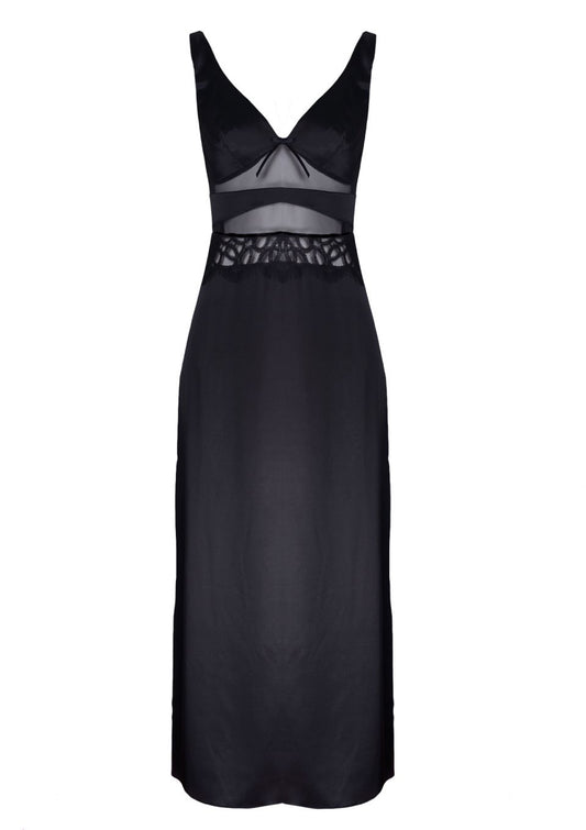 Rive Gauche Black Silk Nightgown