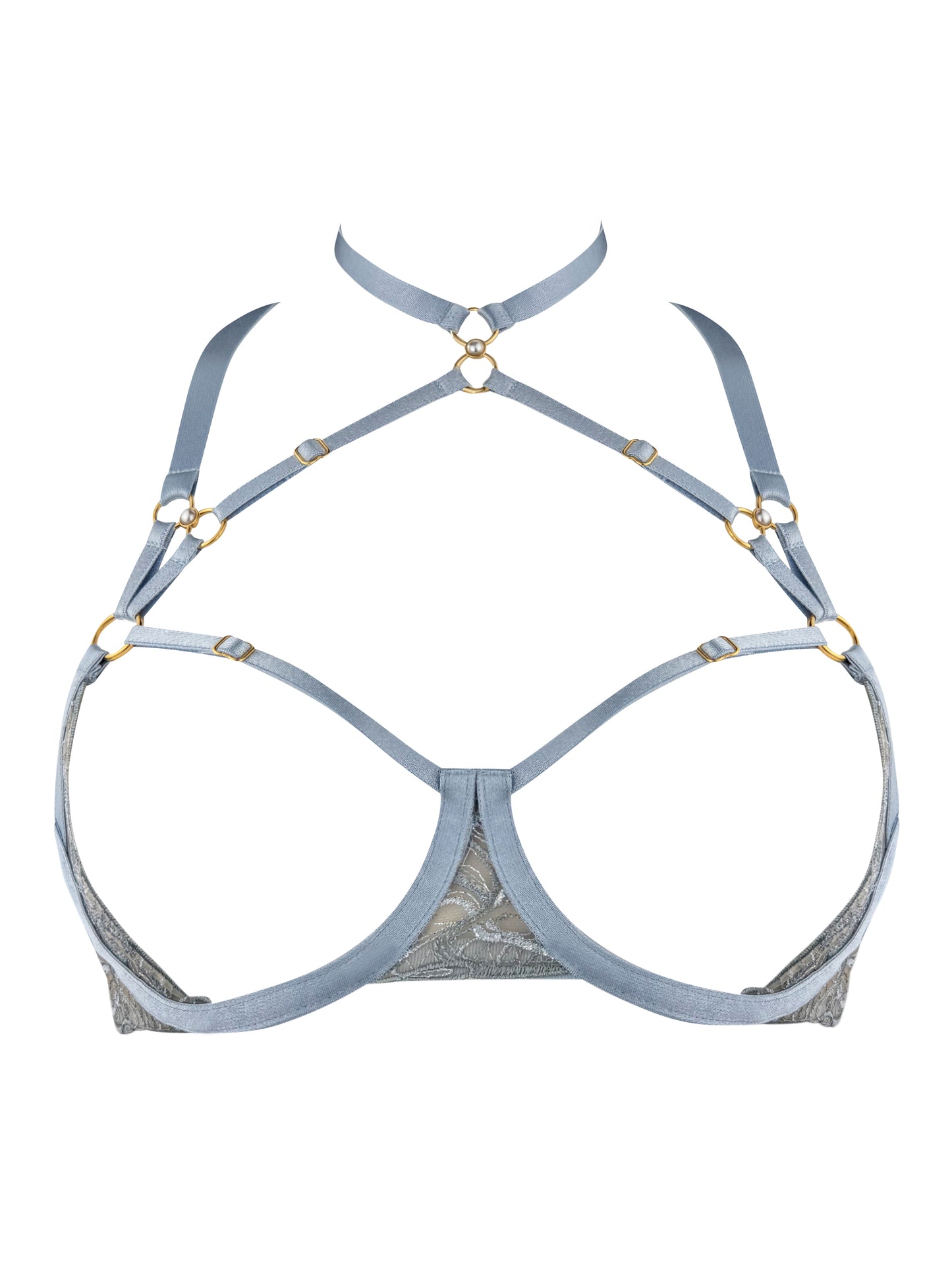 Pearl Dusty Blue Ouvert Wire Bra