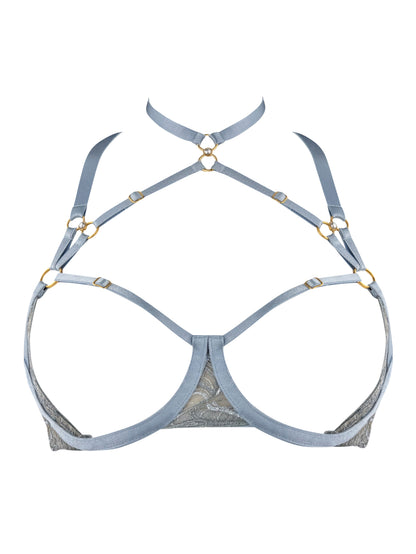 Pearl Dusty Blue Ouvert Wire Bra