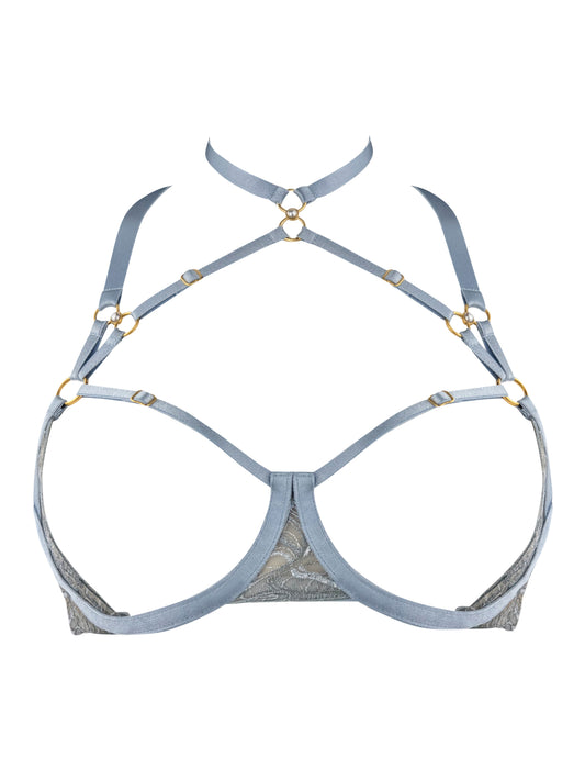 Pearl Dusty Blue Ouvert Wire Bra