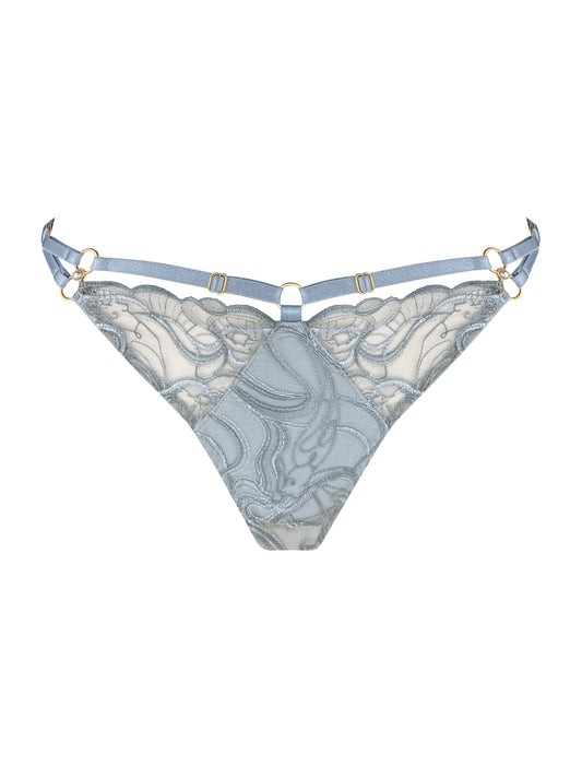 Pearl Dusty Blue Strap Thong