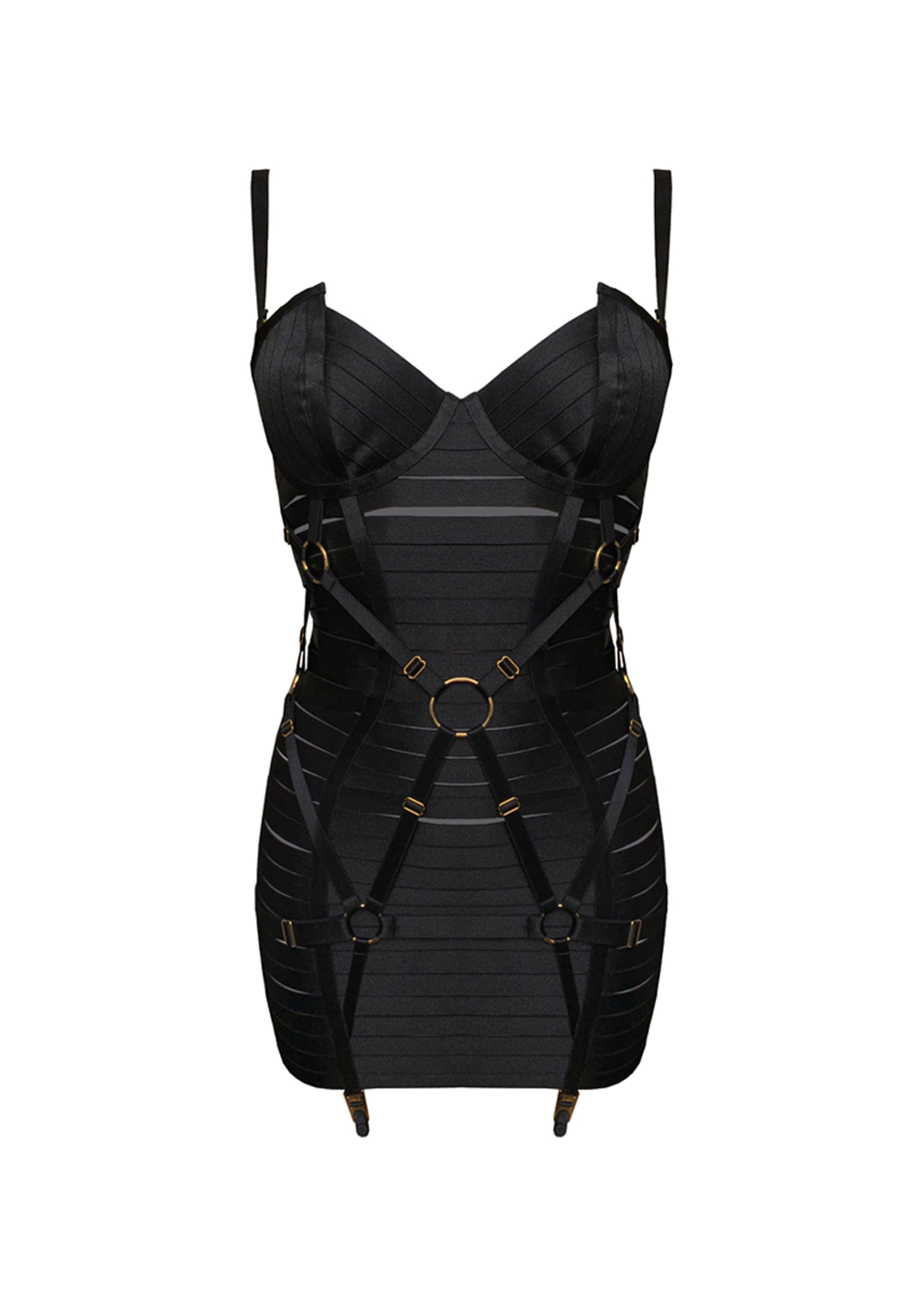 Black Adjustable Bondage Angela Girdle Dress – Dolci Follie
