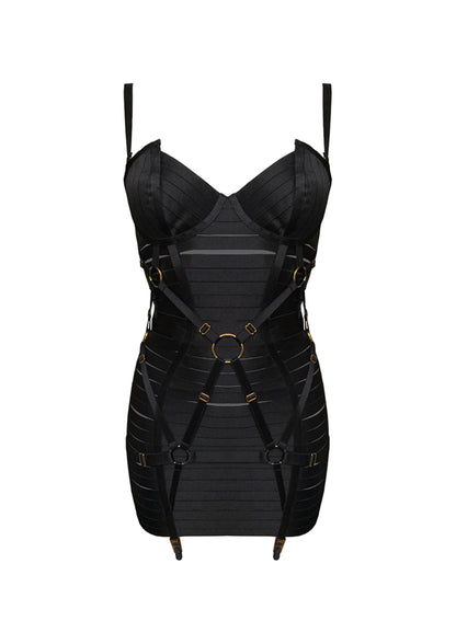Black Adjustable Bondage Angela Girdle Dress – Dolci Follie