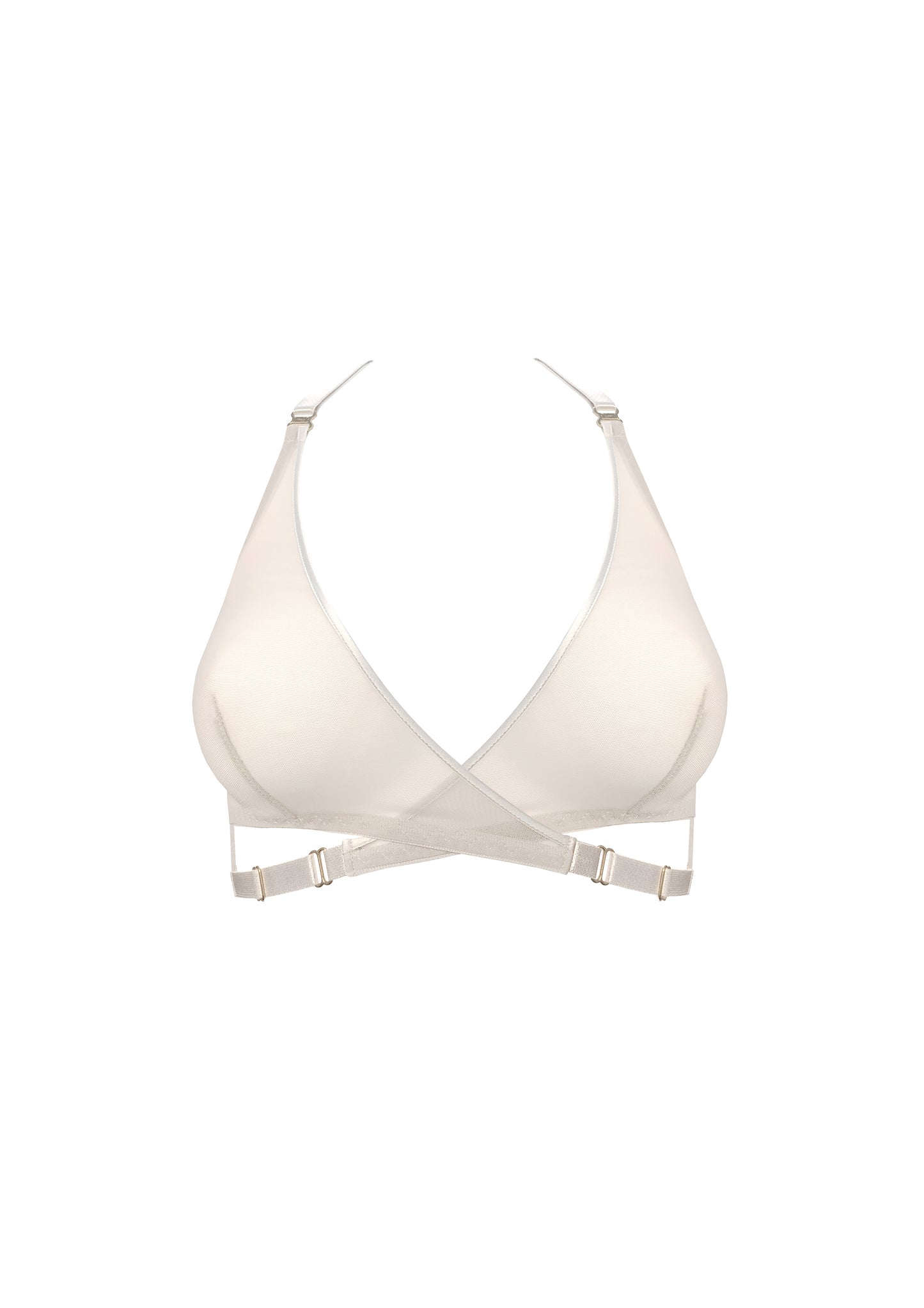 Cream Art Deco Mesh Wrap Bra