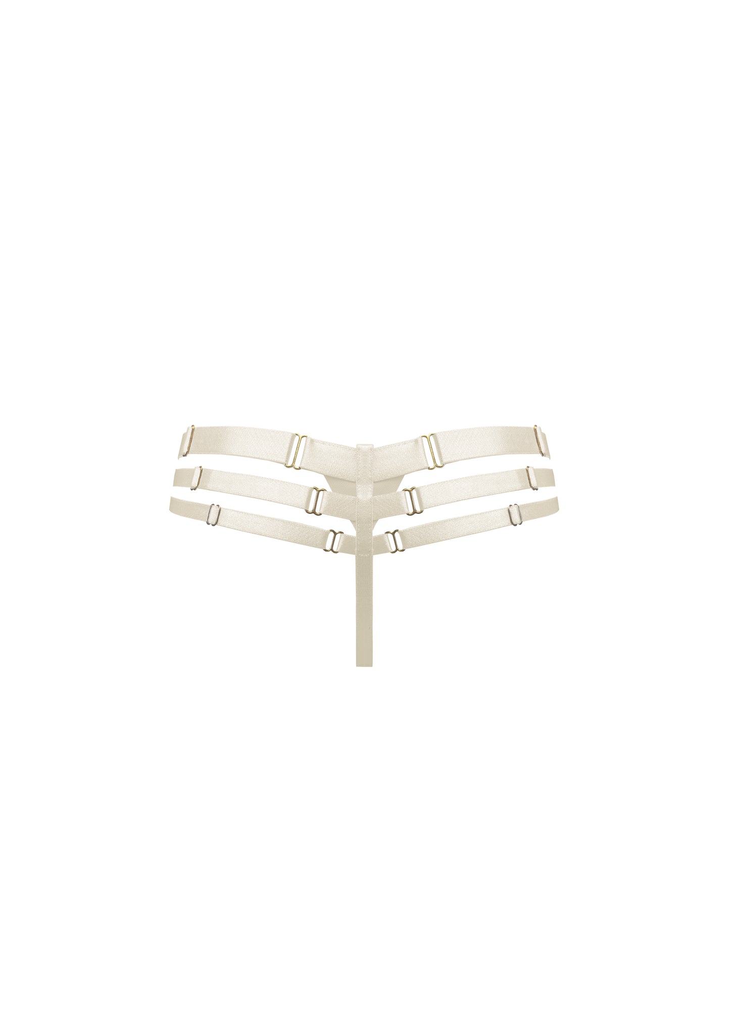 Cream Art Deco Multi Strap Thong