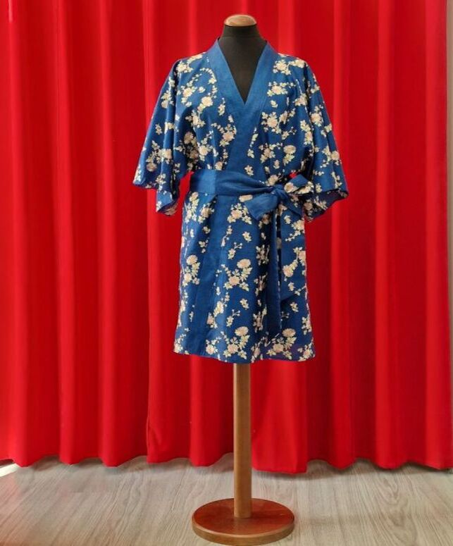 Blue Floral Silk Kimono