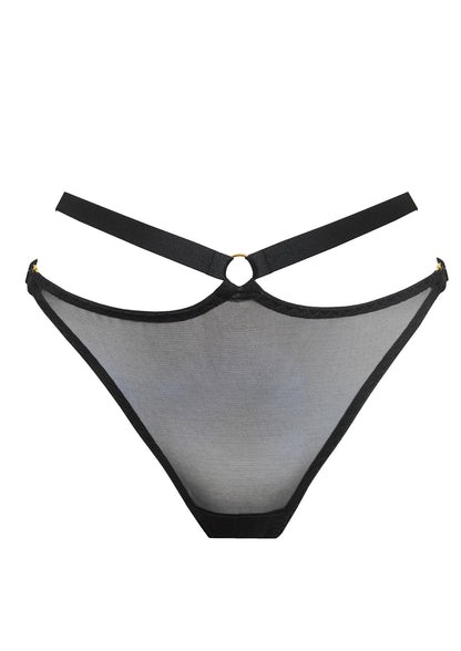 Signature Mesh Harness Black Thong