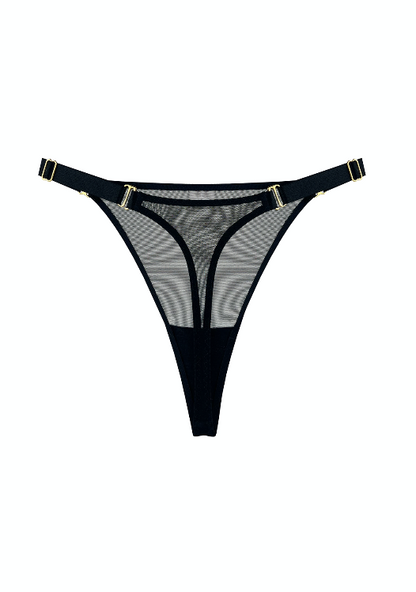 Signature Black Mesh Thong