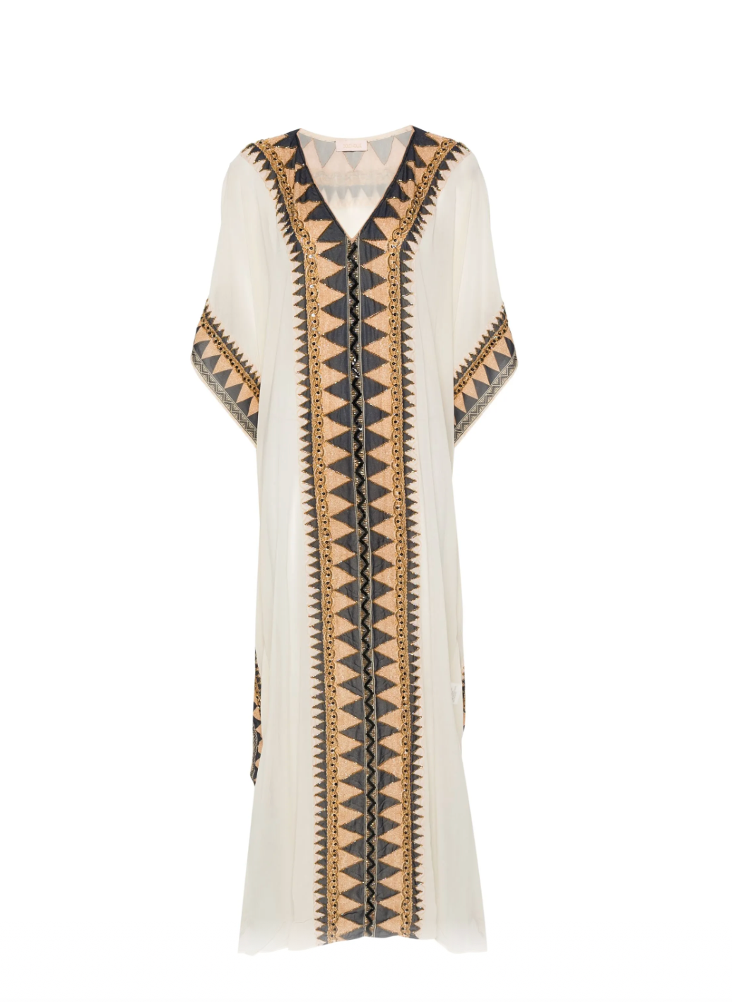 Abstract-print Beaded Kaftan