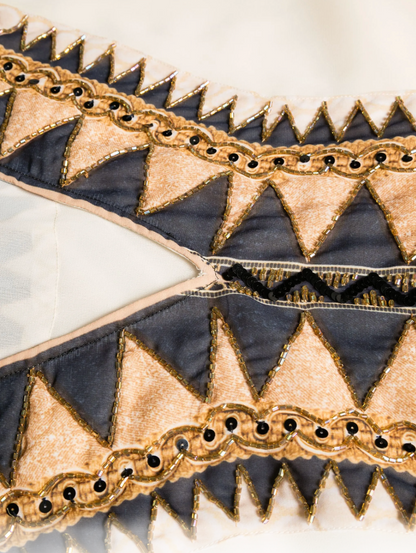 Abstract-print Beaded Kaftan