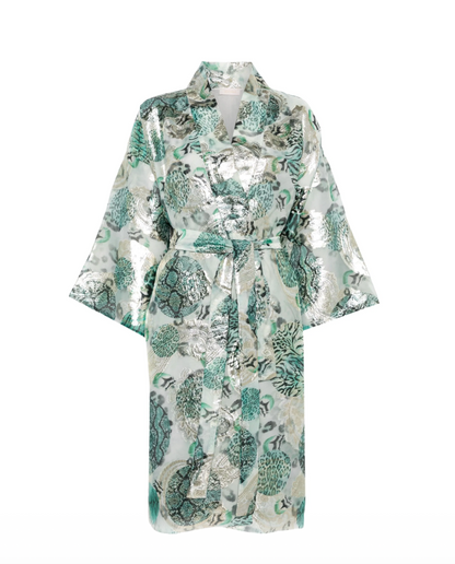Metallic-print mid-length robe