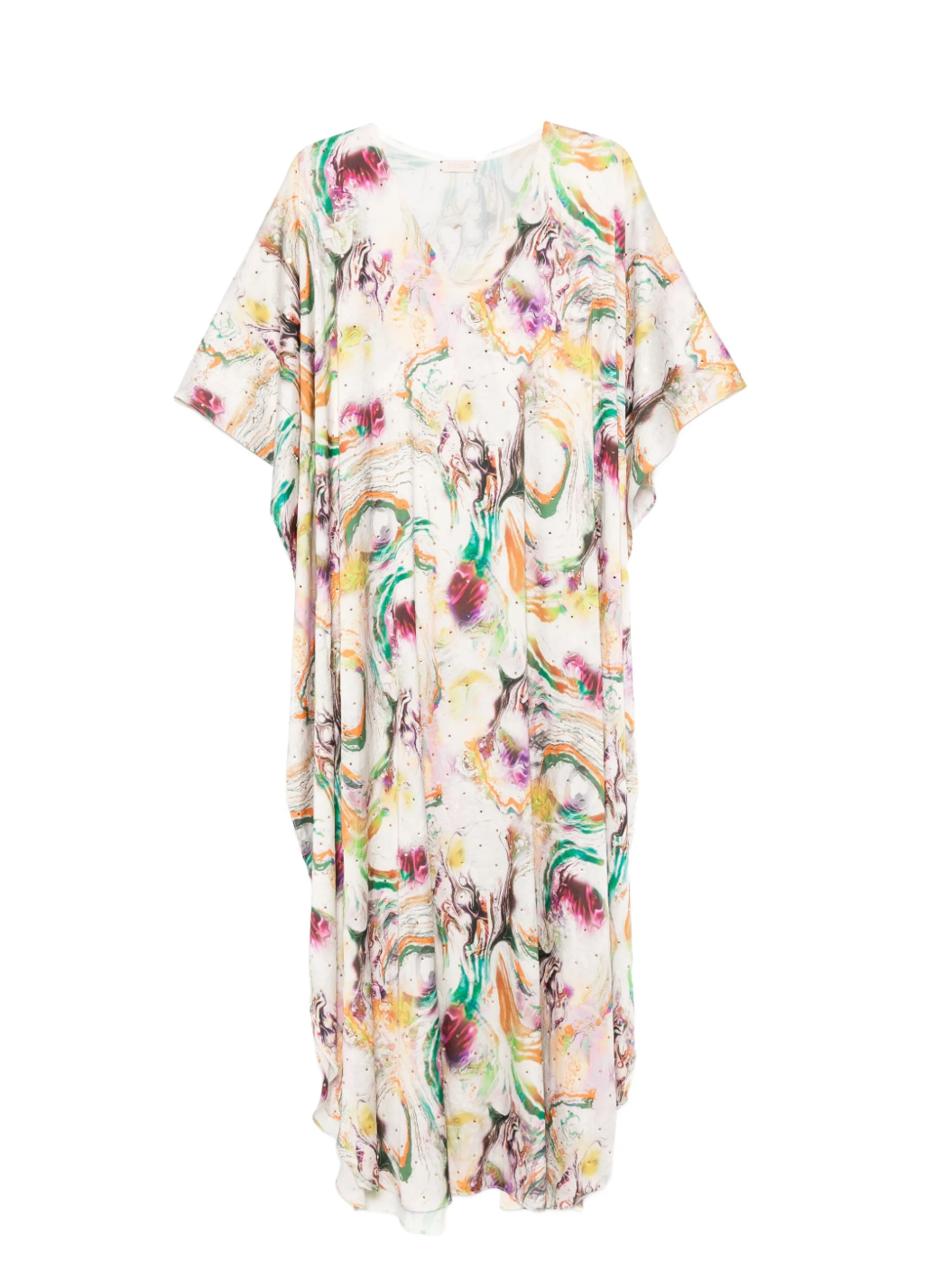 Marble-print Kaftan Dress