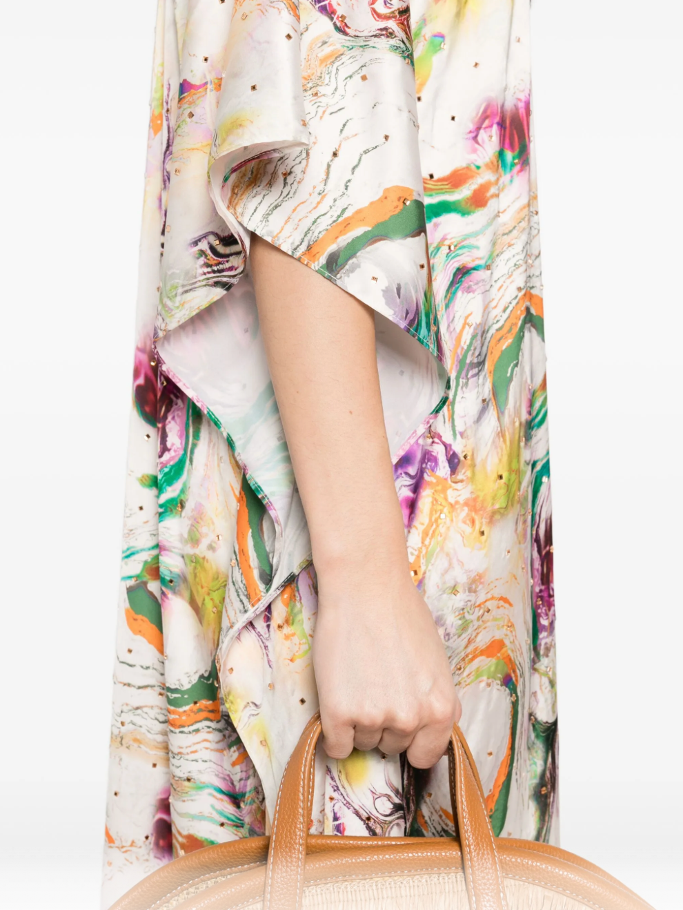 Marble-print Kaftan Dress