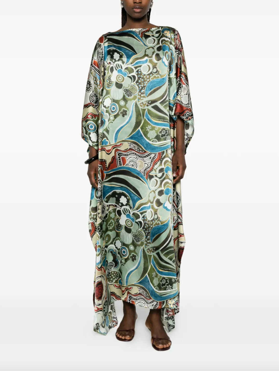 Zanzibar Mixed-patern Silk Kaftan