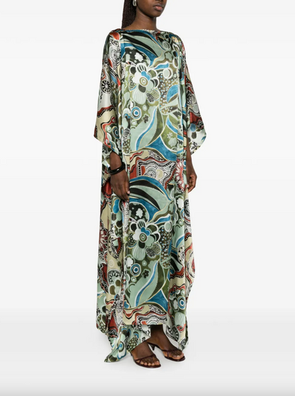 Zanzibar Mixed-patern Silk Kaftan