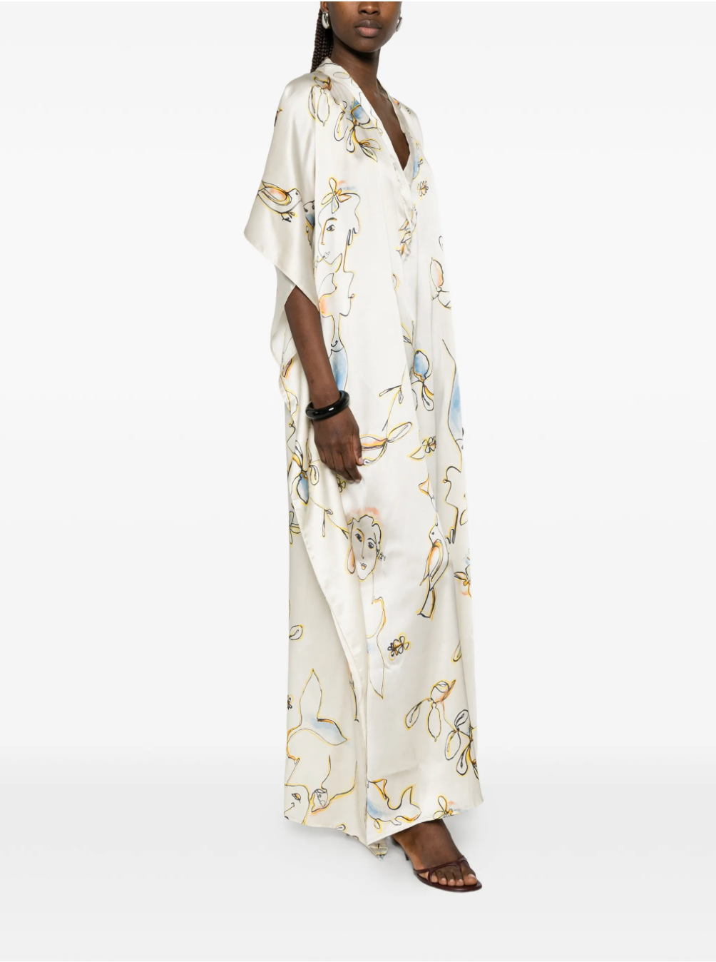 Sketchy Life Drawing Silk Kaftan