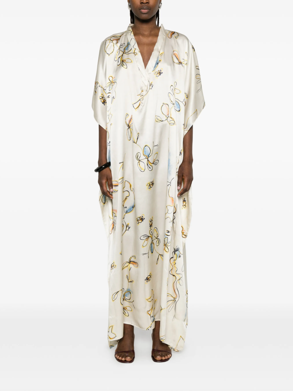 Sketchy Life Drawing Silk Kaftan