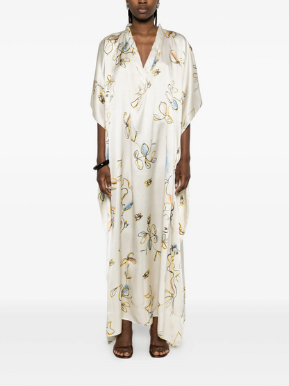 Sketchy Life Drawing Silk Kaftan
