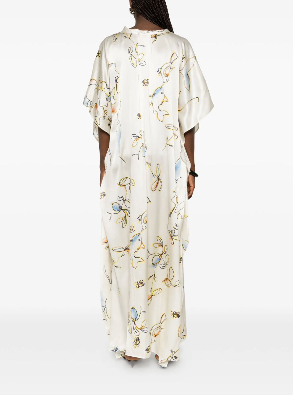 Sketchy Life Drawing Silk Kaftan