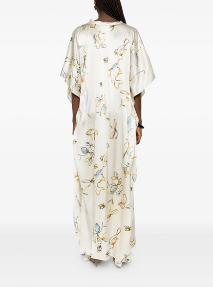Sketchy Life Drawing Silk Kaftan