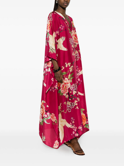 Fuchsia Blossom Silk Kaftan